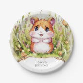 Kinder grillige hamster verjaardag papieren bordje (Voorkant)