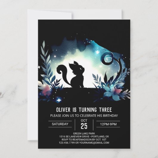 Kinder grillige kattenverjaardag kaart (Voorkant)