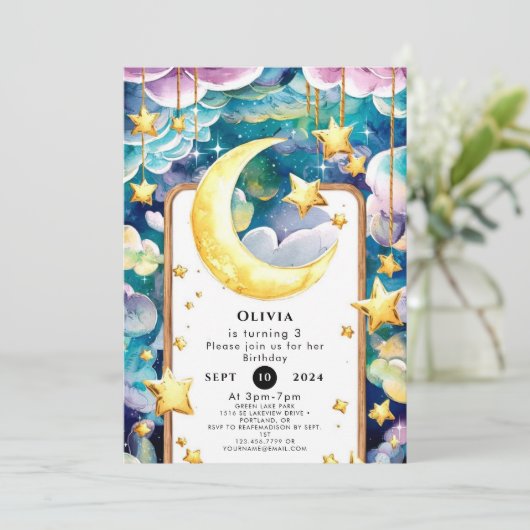 Kinder grillige maan verjaardag kaart (Staand voorkant)