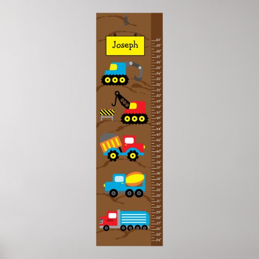 Kinder Groei Bouwwagens Poster (Voorkant)