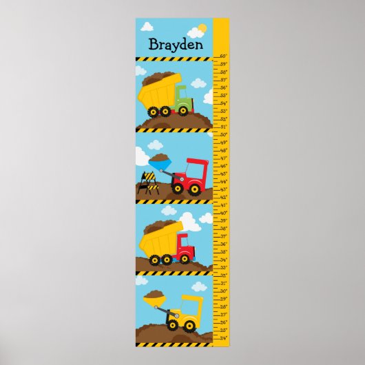 Kinder Groei Bouwwagens Poster (Voorkant)