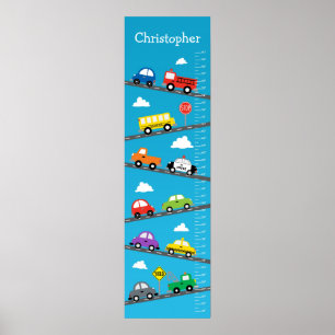 Kinder groeigrafiek - auto's en vrachtwagens poster
