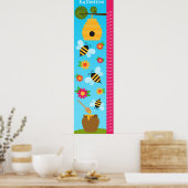 Kinder groeigrafiek - bijen en bloemen poster (Keuken)