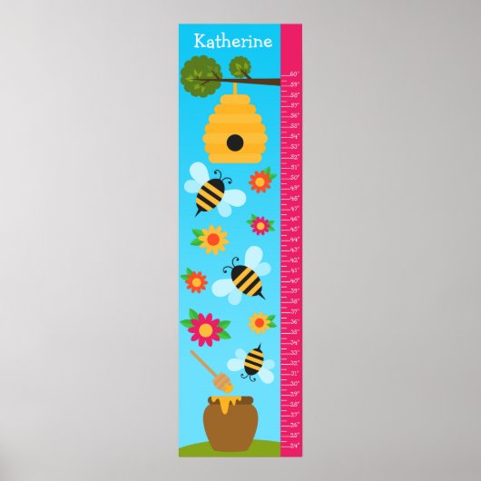 Kinder groeigrafiek - bijen en bloemen poster (Voorkant)
