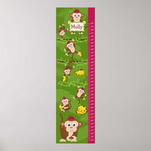 Kinder groeikaart - meisjesapen poster (Voorkant)