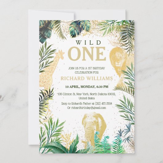 Kinder groen gouden wilde dieren Oerwoud partij Kaart (Voorkant)