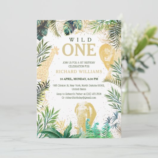 Kinder groen gouden wilde dieren Oerwoud partij Kaart (Staand voorkant)