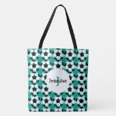 Kinder Groen Voetbal Patroon Persoonlijk Trendy Tote Bag (Voorkant)