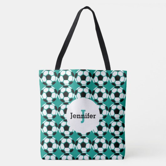 Kinder Groen Voetbal Patroon Persoonlijk Trendy Tote Bag (Voorkant)