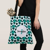 Kinder Groen Voetbal Patroon Persoonlijk Trendy Tote Bag (Dichtbij)