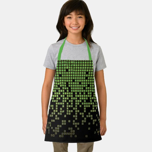 Kinder groen zwart regenen 8-bit computerpixels schort (Insitu)