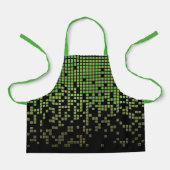 Kinder groen zwart regenen 8-bit computerpixels schort (Voorkant)