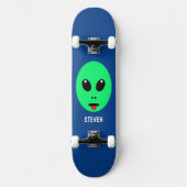 Kinder groene Alien, speciaal aangepast Persoonlijk Skateboard (Voorkant)