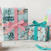 Kinder Groene & Blush Roze Onderwater Axolotl Teke Cadeaupapier