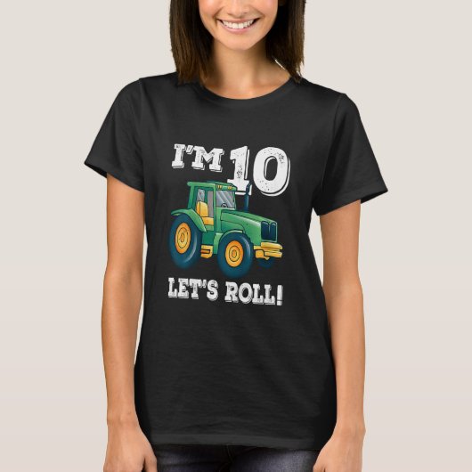 Kinder groene Boerderij tractor 10e verjaardag 10  T-shirt (Voorkant)