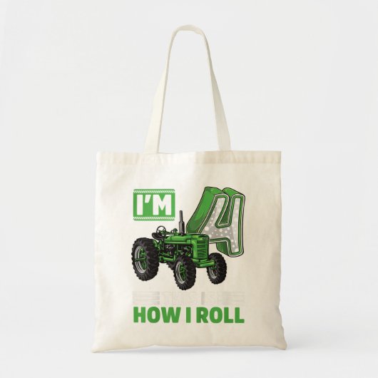 Kinder groene Boerderij Tractor 4 jaar oud F Tote Bag (Voorkant)