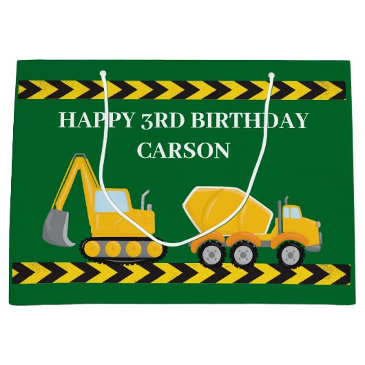 Kinder Groene Bouwwagen Custom Boys Verjaardag Groot Cadeauzakje (Voorkant)