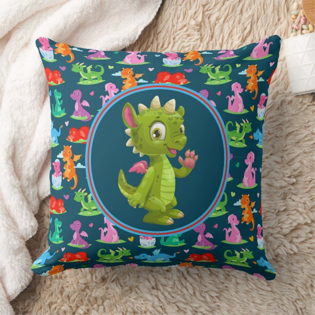Kinder groene draak kussen (Deken)