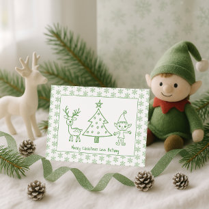 Kinder Groene Glitter Scribble Art Vrolijk Kerstfe Feestdagenkaart