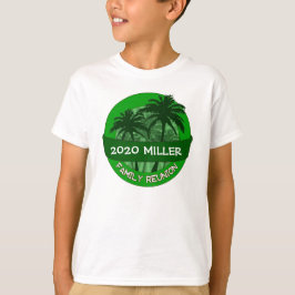 Kinder groene palmboom Custom Name Reunion Tshirt
