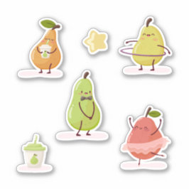Kinder groep van leuke peren sticker