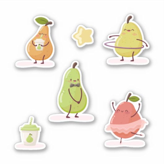 Kinder groep van leuke peren sticker (Voorkant)