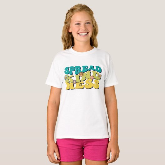 Kinder Groovy-Shirt | Spread vriendelijkheid T-shi T-shirt (Voorkant volledig)