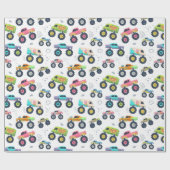 Kinder grote wielauto's en vrachtwagens cadeaupapier (Vlak)