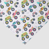 Kinder grote wielauto's en vrachtwagens tissuepapier (Detail)