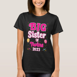 Kinder grote zus van tweelingen 2023 zwangerschaps t-shirt