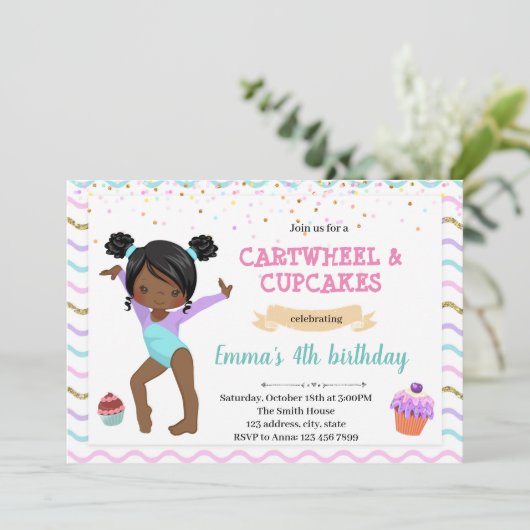 Kinder gymnastische dansuitnodiging feestdagenkaart (Staand voorkant)