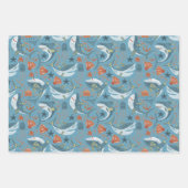 Kinder haai 1e 2e 3e Verjaardag Marine Boy Inpakpapier Vel (Voorkant)