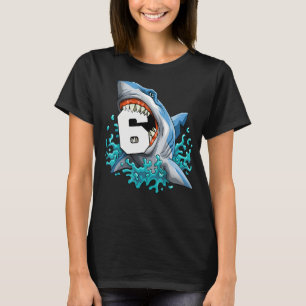 Kinder haai 6th Birthday Boys Funny Shark 6 yx T-shirt