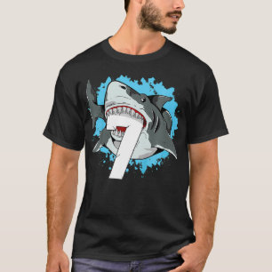 Kinder haai 7th Birthday Boy 7 Seven Shark Theme P T-shirt