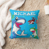 Kinder haai Cartoon onderwater blauw Zee oceaan jo Kussen (Deken)