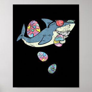 Kinder haai ei jagen op paaseieren grappige lente  poster