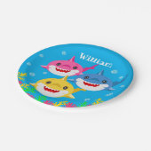 Kinder haai en familie - Aangepaste verjaardag Papieren Bordje (Gekanteld)