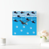 Kinder haaien Blauwe Oceaan Vierkante Klok (Huis)