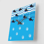 Kinder haaien Blauwe Oceaan Vierkante Klok (Hoek)