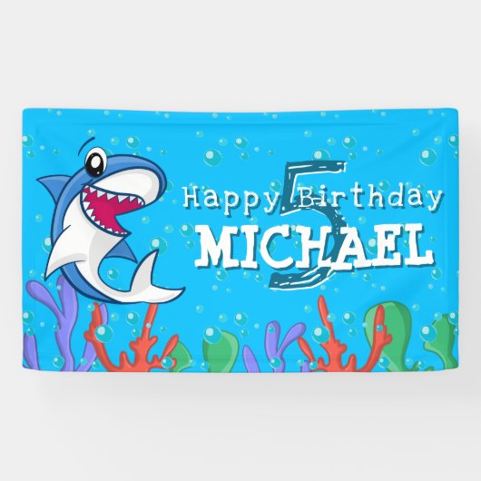 Kinder haaienblauwoceaan elke dag van de ouderdom spandoek (Horizontaal)