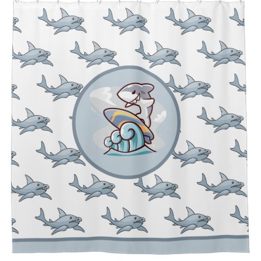 Kinder haaiensurfer douchegordijn (Voorkant)