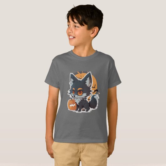 Kinder Halloween 2026 T-Shirt – Leuk Dierendesign (Voorkant volledig)