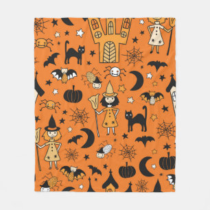 Kinder Halloween achtergrond. Naadloze  beschermhu Fleece Deken