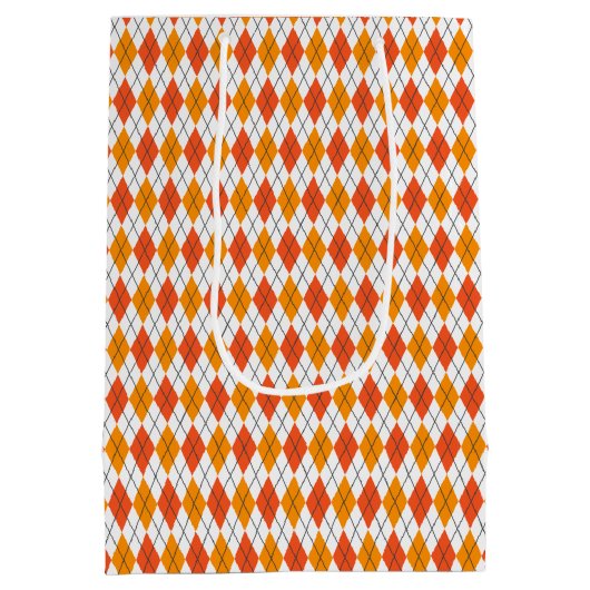 Kinder Halloween Argyle Sinaasappel Wit Zwart Medium Cadeauzakje (Achterkant)