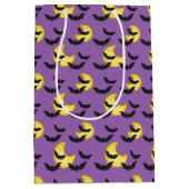Kinder Halloween Bats Flying Crescent Moon Paars Medium Cadeauzakje (Voorkant)