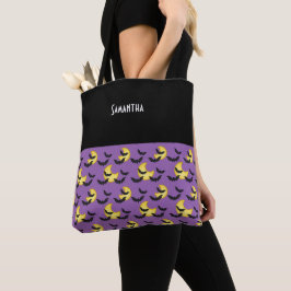 Kinder Halloween Bats Flying Crescent Moon Ppl Nam Tote Bag