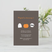 Kinder Halloween Birthday Foto Skull Ghost Pumpkin Kaart (Staand voorkant)