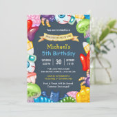 Kinder Halloween Birthday Party Colorful Monsters Kaart (Staand voorkant)