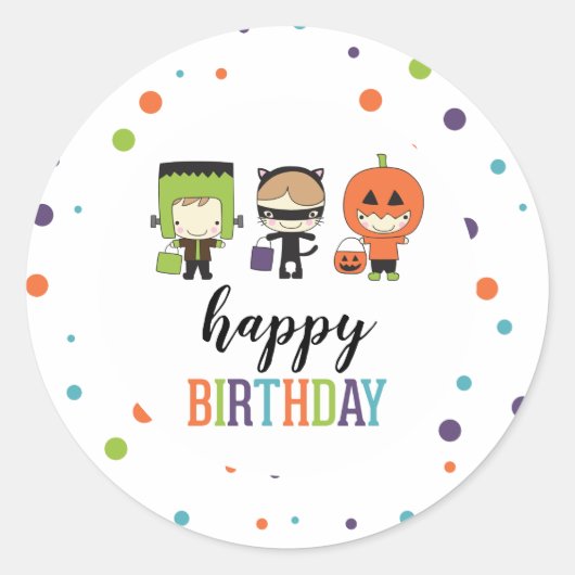 Kinder Halloween Birthday Party Colorful Ronde Sticker