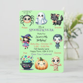 Kinder Halloween Birthday Party Kaart (Staand voorkant)